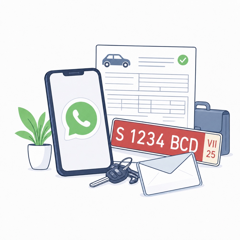 Placa roja temporal para empresas, documentación y atención por WhatsApp